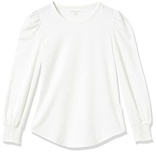 Amazon Essentials Women's Long-Sleeve Crewneck Smocked Cuff T-Shirt