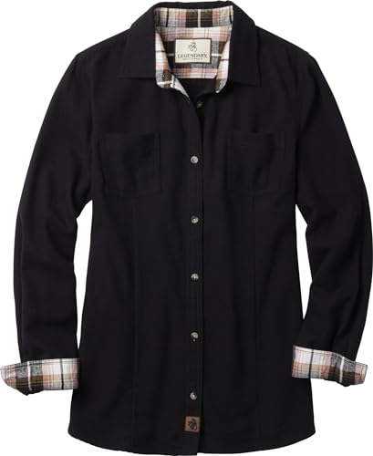 Legendary Whitetails Womens Cottage Escape Flannel Long Sleeve Plaid and Solid Color Clothes, Fitted Button Down