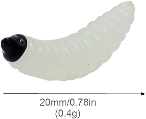 OriGlam 100pcs Soft Silicone Maggot Worm, Soft Artificial Bread Worm Fishing Lure, Biomimetic Earthworm Lures Worm Fishing Lures Simulation Bait Fake Worm