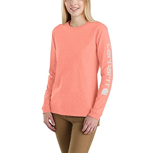 Carhartt Women's Plus Size Loose Fit Heavyweight Long Logo Sleeve Graphic T-Shirt