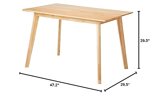 Amazon Basics FSC Certified Sturdy Solid Wood Rectangular Dining Table, Easy Assembly, Kitchen Table, 29.5"D x 47.2"W x 29.5"H, Natural Wood
