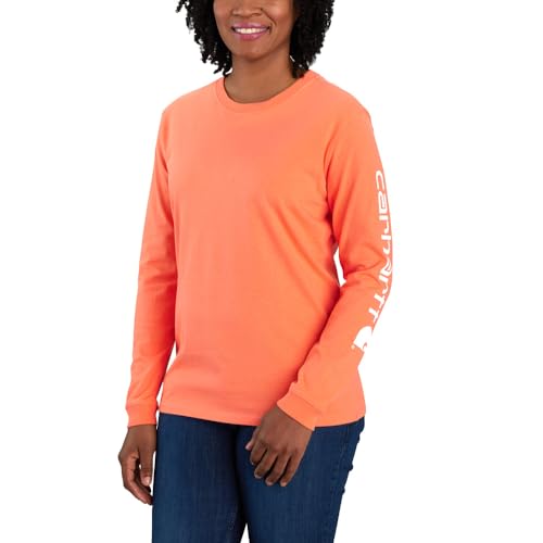 Carhartt Women's Plus Size Loose Fit Heavyweight Long Logo Sleeve Graphic T-Shirt