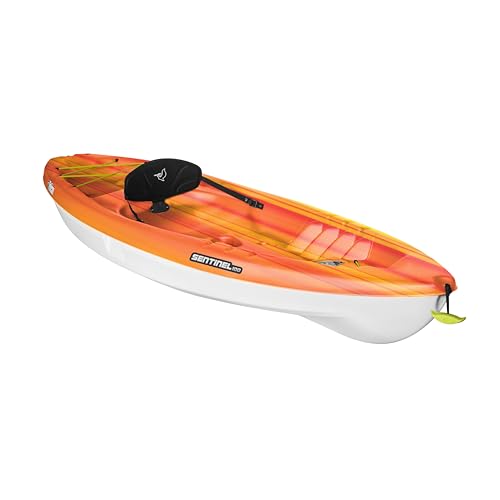 Pelican Sentinel 100X - Recreational Sit on top Kayak - Fade Fireman Red Yellow - Lightweight - Ergoform Backrest - 10 ft