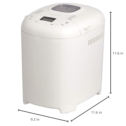 Amazon Basics Programmable Bread Maker, 2 Pound Non-Stick Automatic Bread Making Machine, 14 Settings for Breads, Doughs, Gluten-Free Options, ExpressBake, 3 Crust Colors, LCD Display, White