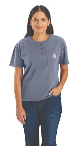 Carhartt Women's Loose Fit Short-Sleeve Heavyweight Henley T-Shirt