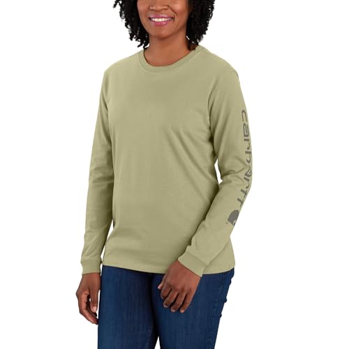 Carhartt Women's Plus Size Loose Fit Heavyweight Long Logo Sleeve Graphic T-Shirt