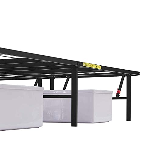 Amazon Basics Bed Frame with Ample Underbed Storage, Foldable Metal Platform, Sturdy Steel, No Box Spring Needed, 14 inches High, Noise-Free Support, Easy Assembly Tool-Free Setup, Full Size, Black
