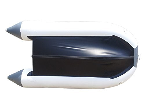 10ft 6in Newport Model Inflatable Dinghy Boat Transom Sport Tender - 5 Person - 15HP USCG Rated, White/Gray