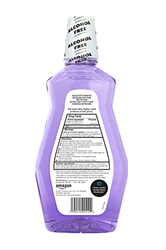 Amazon Basics Anticavity Fluoride Mouthwash, Alcohol-Free, Violet Mint Flavor, Cavity Prevention, 1 Liter (33.8 Fluid Ounces), 1-Pack (Previously Solimo)