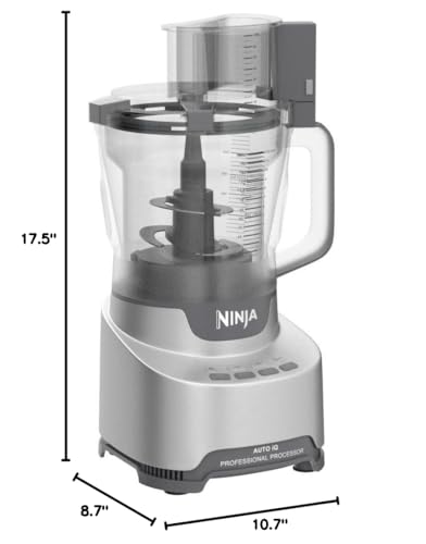 Ninja Food Processor, Professional Plus, 1000 Peak Watts, 4 Functions for Chopping, Slicing, Purees & Dough with 9-Cup Processor Bowl, 3 Blades, Food Chute & Pusher, Silver, BN601