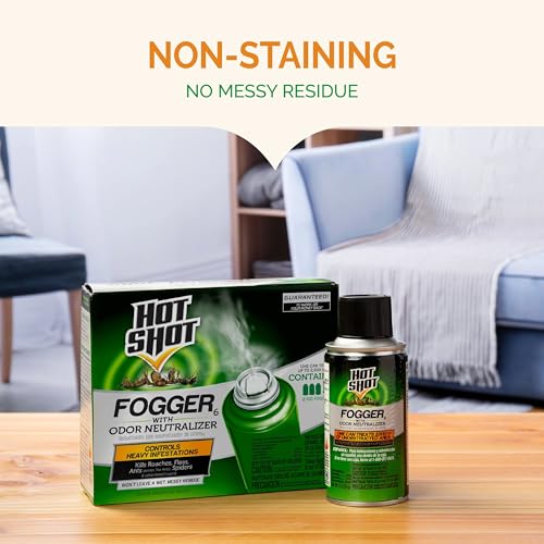 Hot Shot Fogger With Odor Neutralizer, Kills Roaches, Ants, Spiders & Fleas, 3 Count, 2 Ounce Pack of 2