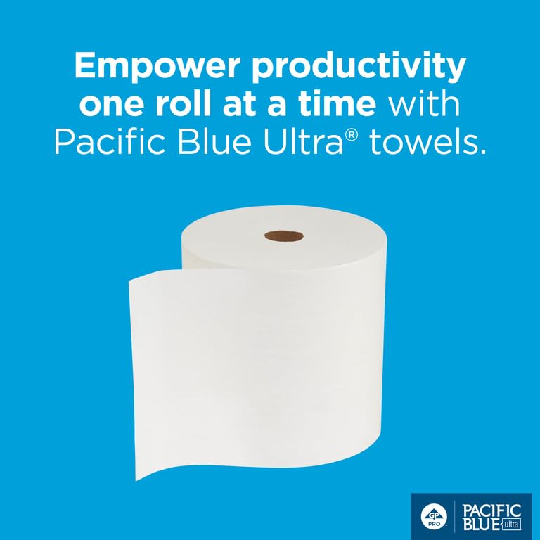 Pacific Blue Ultra 8” High-Capacity Recycled Paper Towel Roll by GP PRO (Georgia-Pacific), White, 26490, 1150 Feet Per Roll, 6 Rolls Per Case