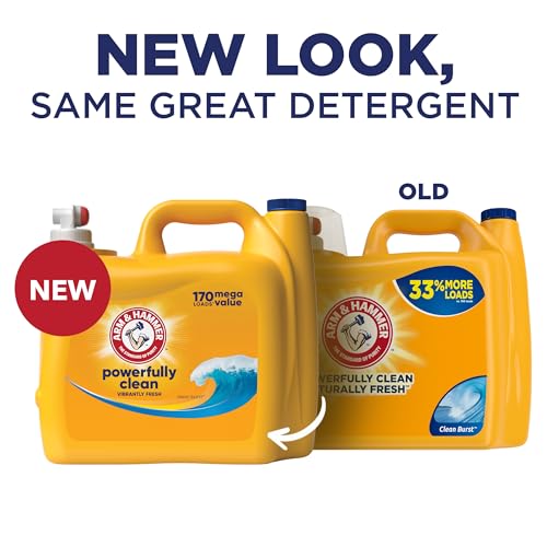 ARM & HAMMER Liquid Laundry Detergent, Clean Burst Fresh, 170 fl oz, 170 Loads