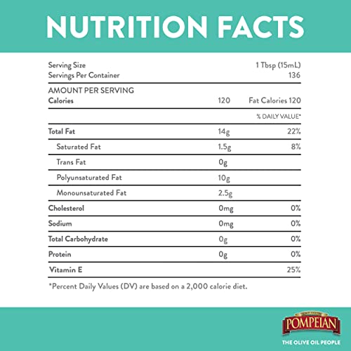 Pompeian 100% Grapeseed Oil, Light and Subtle Flavor, 68 Fl Oz
