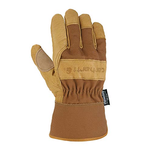 Mens Insulated Grain Leather Work Glove With Safety Cuff