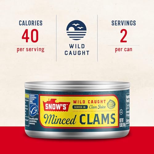 Snow's Ocean Chopped Clams Canned, 51 oz Can - 7g Protein per Serving - Gluten Free, No MSG, 99% Fat Free - Great for Pasta & Seafood Recipes