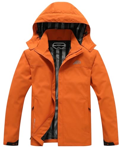 OTU Men's Lightweight Waterproof Hooded Rain Jacket Outdoor Raincoat Shell Jacket for Hiking Travel