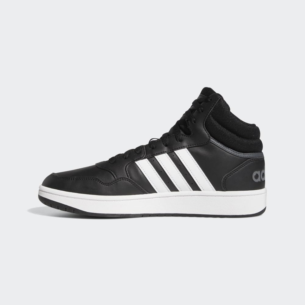 adidas Men's Hoops 3.0 Mid Top Basketball Shoe, Black/White/Grey Six, 11