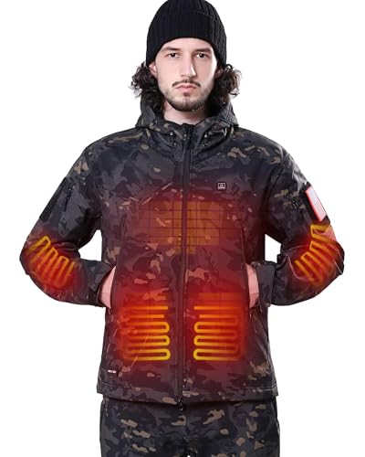 DEWBU Heated Jacket for Men with 12V Battery Pack Winter Outdoor Soft Shell Electric Heating Coat