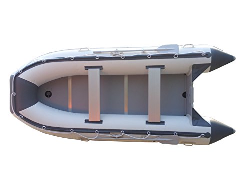 10ft 6in Newport Model Inflatable Dinghy Boat Transom Sport Tender - 5 Person - 15HP USCG Rated, White/Gray