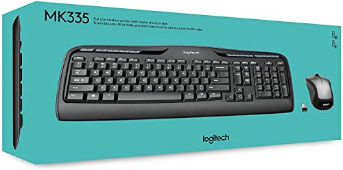 Logitech MK335 Quiet Wireless Keyboard and Mouse Combo - Black/Silver Keyboard and Mouse Combo Wireless, Ambidextrous