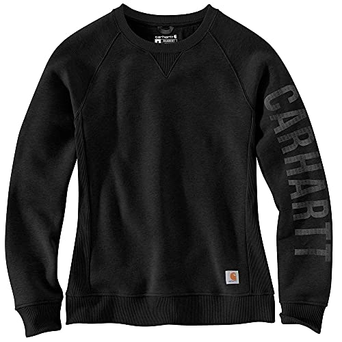 Carhartt Women's Relaxed Fit Midweight Crewneck Block Logo Sleeve Graphic Sweatshirt