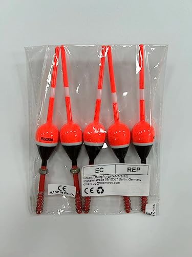 THKFISH Fishing Floats and Bobbers Balsa Wood Floats Spring Bobbers with Oval Slip Bobbers for Crappie Panfish Walleyes Fixed Bobber (1"X0.7"X6") (1.25"X0.75"X6") (2"X1.14"X5.86") 5pcs