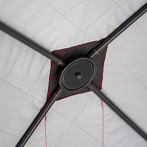 Eskimo Outbreak Portable Pop-Up Ice Fishing Shelter, Stormshield Insulated Fabric, No Trip Door, Durable Hub Design, Deluxe Tie Downs, Red/Black