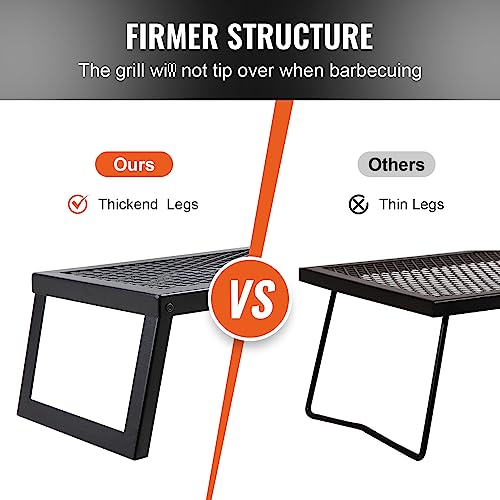VEVOR Folding Campfire Grill, Heavy Duty Steel Mesh Grate, 22.4" Portable Camping Grates Over Fire Pit, Camp Fire Cooking Equipment with Legs Carrying Bag, Grilling Rack for Outdoor Open Flame Cooking