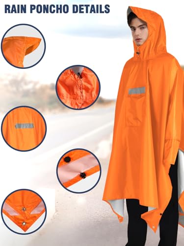 ANYOO Hooded Rain Poncho for Adults Waterproof Lightweight Rain Coat for Men Women Reusable Rain Jacket for Emergency Outdoor