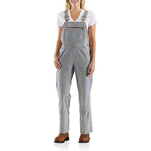 Carhartt Women's Relaxed Fit Denim Railroad Stripe Bib Overall