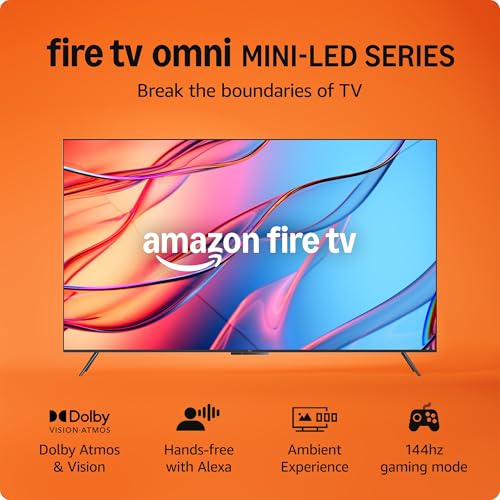 Amazon Fire TV 55" Omni Mini-LED Series, QLED 4K UHD smart TV, Dolby Vision IQ, 144hz gaming mode, Ambient Experience, hands-free with Alexa, 2024 release