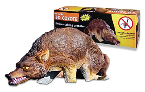 Bird-X 3D Coyote Decoy, Lifelike Predator Replica, Coyote Decoy with Moving Tail and Realistic Markings, Easy to Install, Covers up to 1 Acre of Land, 32"x8"x30"