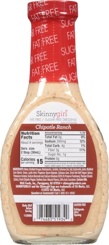 Skinnygirl Fat-Free Salad Dressing, Sugar-Free Buttermilk Ranch, 8 Ounce