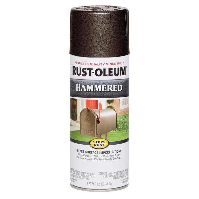 Rust-Oleum 7214830-6PK Stops Rust Hammered Spray Paint, 12 oz, Gray, 6 Pack
