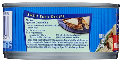 Sweet Sue Chunk White Chicken in Water, 5 oz Can (Pack of 24) - 11g Protein per Serving - Gluten Free, Keto Friendly - Great for Snack, Lunch or Dinner Recipes