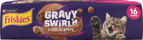Purina Friskies Dry Cat Food Gravy Swirl'd With Flavors of Chicken, Salmon and Gravy - 22 lb. Bag