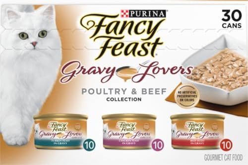 Purina Fancy Feast Gravy Lovers Poultry and Beef Grilled Gourmet Wet Cat Food Variety Pack - (Pack of 24) 3 oz. Cans