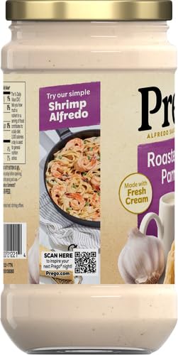 Prego Alfredo Pasta Sauce with Roasted Garlic and Parmesan Cheese, 14.5 oz Jar