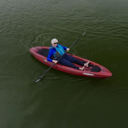 Pelican Seek 100X - Recreational Sit on top Kayak - Garnet - Lightweight Smart Design - Adjustable Ergoform™ Seating System - 10 ft