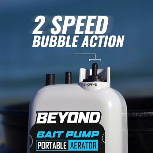 Beyond Bait Pump Portable Live Bait Aerator - Long Lasting Battery Powered Bubbler - Water Resistant Design- XL Air Stone Keep Your Bait Alive Longer