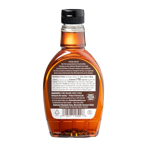 Butternut Mountain Farm Pure Vermont Maple Syrup, Grade A, Dark Color, Robust Taste, All Natural, Easy Pour, 32 Fl Oz, 1 Qt (Prev Grade B)