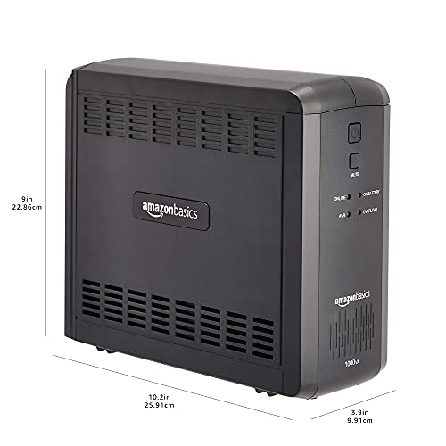 Amazon Basics UPS Battery Backup & Surge Protector, 1000VA/550W, 9 Outlets, Line Interactive Uninterruptible Power Supply with AVR Sinewave Technology, Black