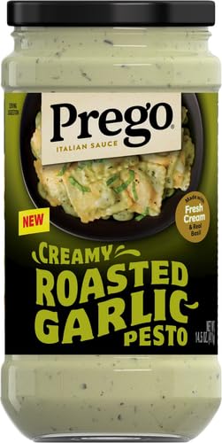 Prego Creamy Roasted Garlic Pesto Pasta Sauce, 14.5 oz Jar