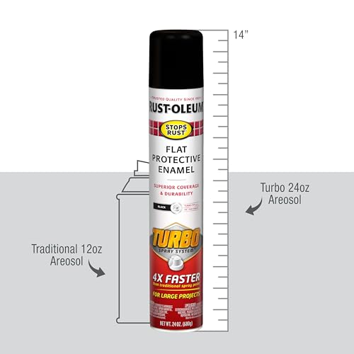 Rust-Oleum 376298 Stops Rust Turbo Spray System Spray Paint, 24 oz, Flat Black