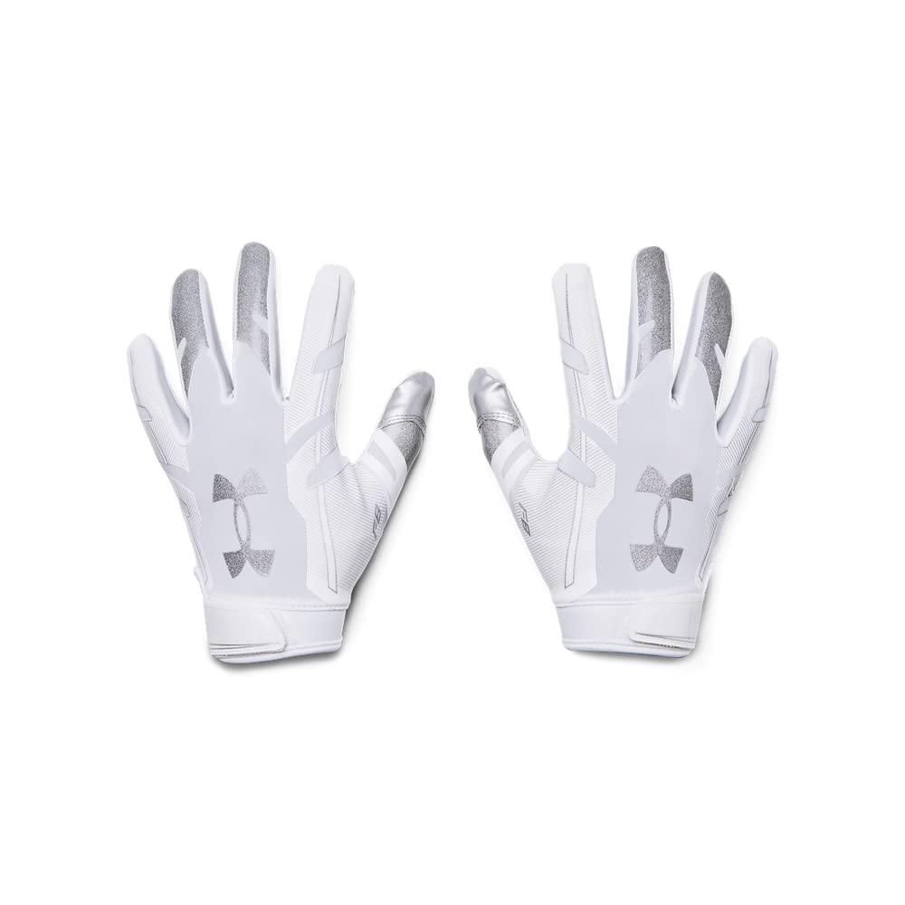 Under Armour Men's F8 Football Gloves , (100) / White / Metallic Silver , Small