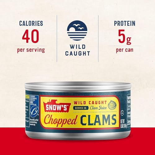 Snow's Ocean Chopped Clams Canned, 51 oz Can - 7g Protein per Serving - Gluten Free, No MSG, 99% Fat Free - Great for Pasta & Seafood Recipes