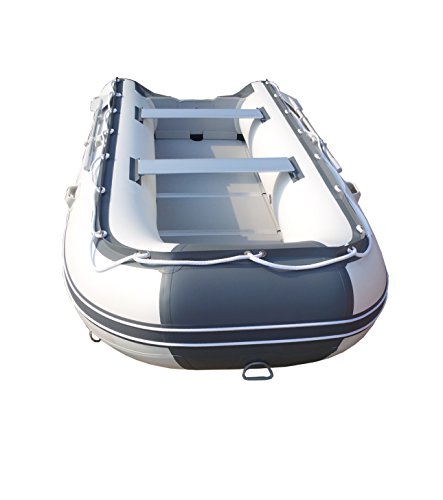 Newport 12ft 6in Catalina Inflatable Dinghy Boat Transom Sport Tender - 6 Person - 20 Horsepower USCG Rated, White/Gray