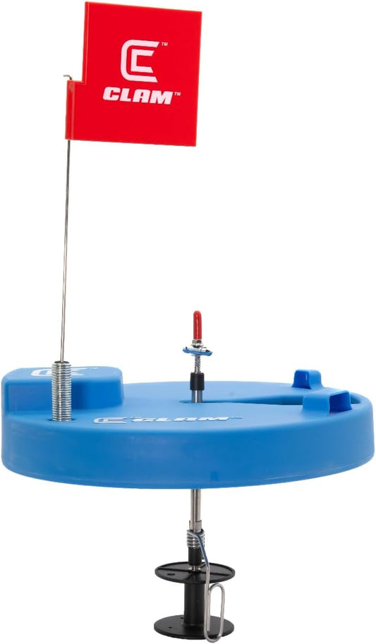 CLAM Trophy Thermal Tip-Up – Freeze-Resistant Ice Fishing Tip-Up with Adjustable Shaft & Dual Trip Settings – Fits Any Hole Size