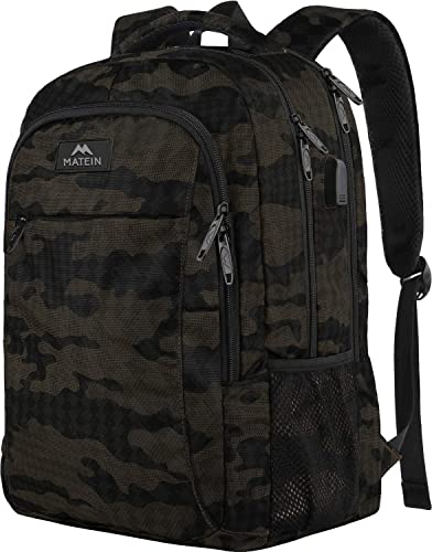 MATEIN Travel Laptop Backpack, Business Anti Theft Slim Sturdy Laptops Backpack with USB Charging Port, Water Resistant College School Computer Bag Gift for Men & Women Fits 15.6 Inch Notebook, Grey